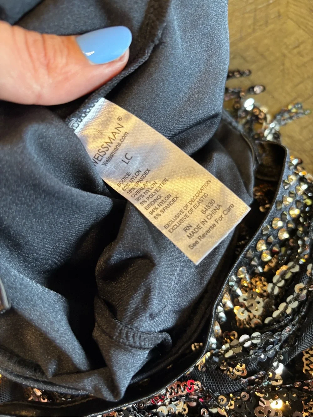 Weissman Black Sequined dance dress Dress with Beaded Accents
